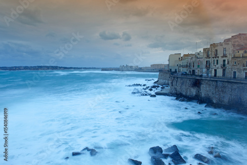 Rough sea in Syracuse, Sicily, Italy
