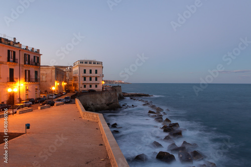 View of Syracuse at night, Sicily, Italy
