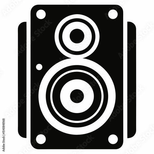 Two way speaker icon black and white isolated on white background