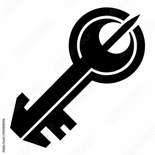 Abstract black key icon isolated on white background