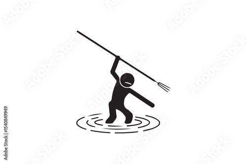 Trident icon silhouette on white background.06