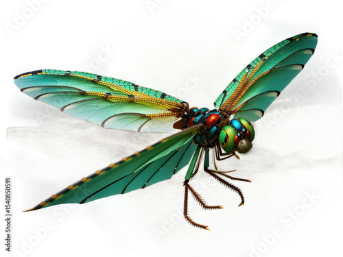 A dragonfly perched on a colorful flower petal, its vivid hues enhancing the natural beauty of the garden