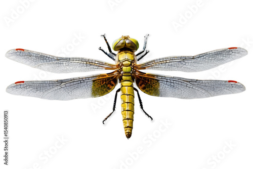 A dragonfly perched on a colorful garden flower, its vibrant colors complementing the floral beauty