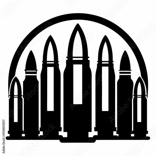 Collection of various ammunition types isolated on white background