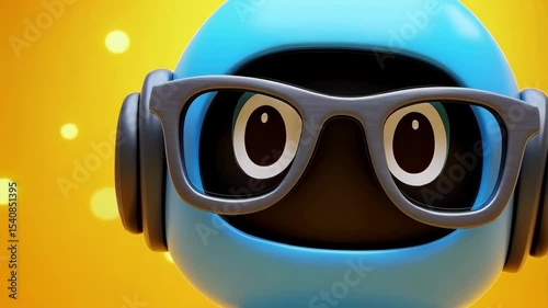 Colorful cartoon figure stands cheerfully against a vibrant background showcasing bright yellow tones