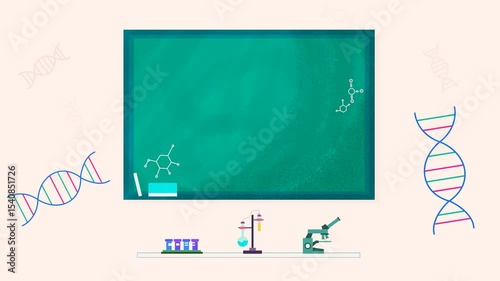 Drawn school blackboard. 2D flat animation of a school blackboard.
