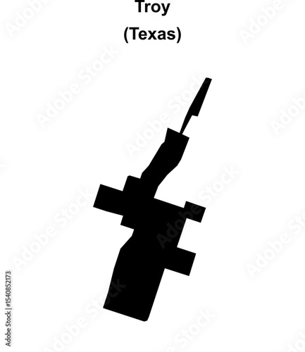 Troy (Texas) blank outline map