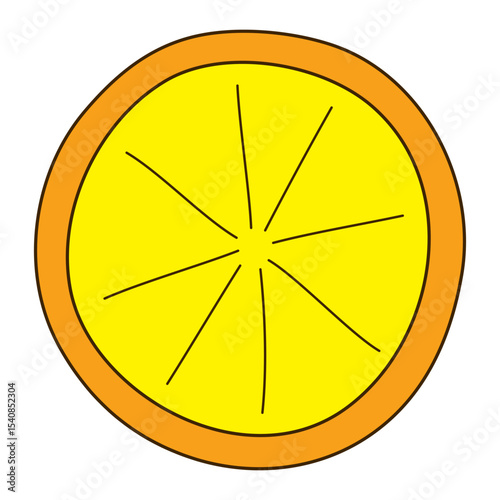Lemon, orange, citrus fruit slice hand drawn illustration, isolated vector. Line art style design. Summer clip art, seasonal element, print. Cocktail garnish, beach bar, pool party