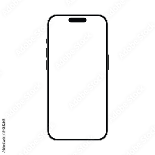 Minimal smartphone mockup with blank screen, modern vector mobile device front view for UI app design display
