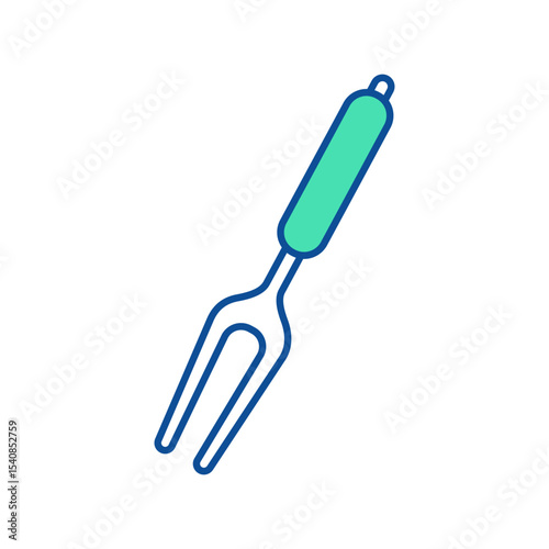 Meat fork. Kitchenware icon. Line vector kitchen utensil and tool. Cutlery illustration