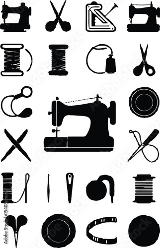 set of sewing tools Sewing and Needlework - Icons.