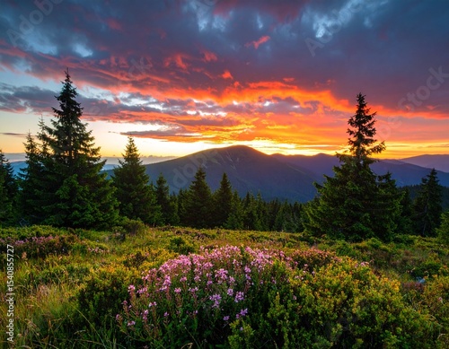sunset over the mountains