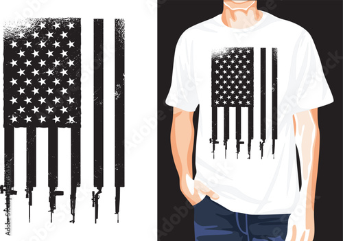 USA Flag guns t-shirt design