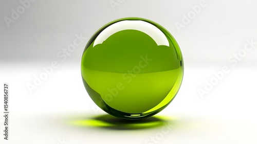 3D render of a glossy green oval shape sits on a bright white surface.