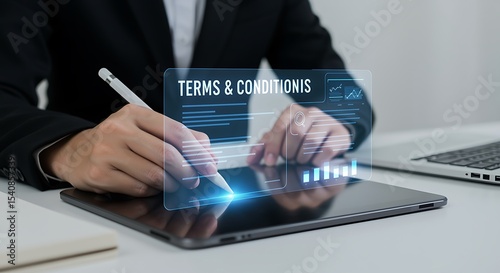 Person digitally signing Terms and Conditions on tablet