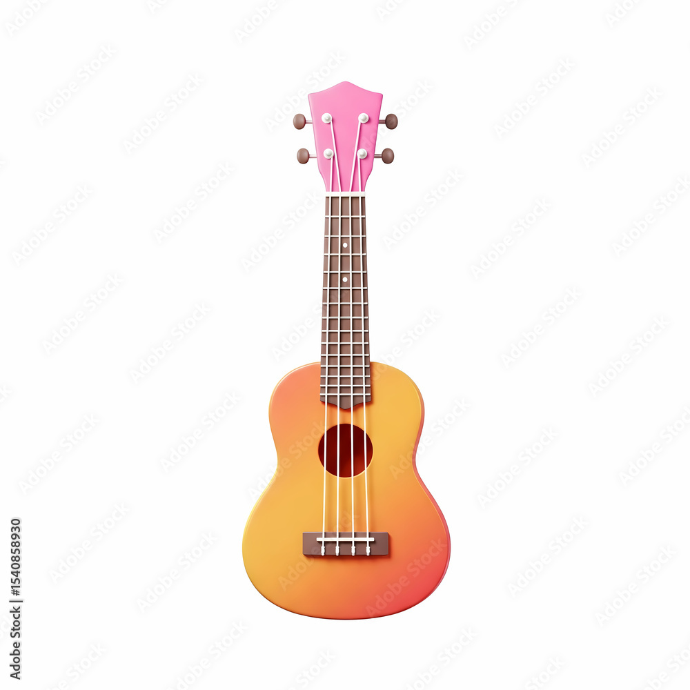 Obraz premium Vibrant Pink and Orange Ukulele Musical Instrument