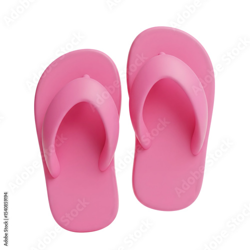 Pink Rubber Flip Flops 3D Icon isolated on a transparent background thongs sandals