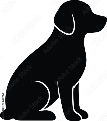 Silhouette of a sitting dog pet black vector illustration