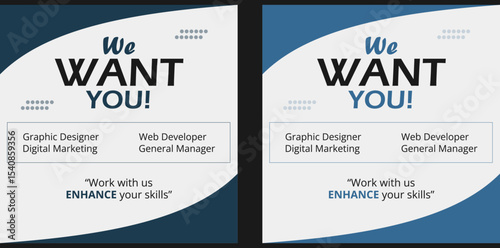 We are hiring recruitment open job vacancy design vector social media post banner template or web banner layout