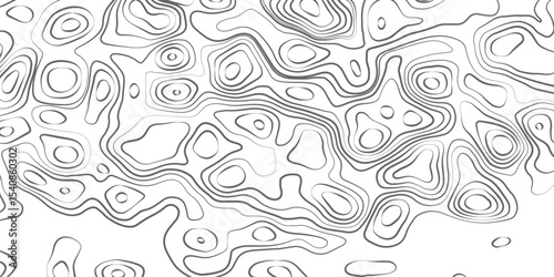 Minimalist topographic contour lines on a clean white background, smooth elevation curves, black fine lines, abstract geographic map style, elevation lines forming organic shapes, high contrast, 