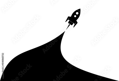Abstract black spaceship rocket icon vector. Creative spacecraft design to use for business goal, technology, science projects.