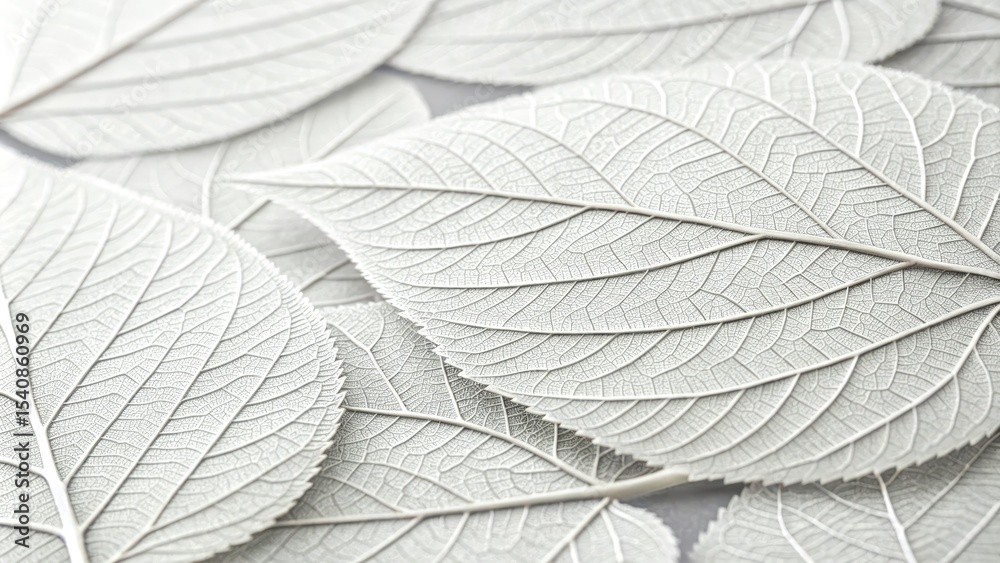 Obraz premium Monochromatic Leaf Composition Close-up of Delicate Veins, Nature Texture, Botanical Art leaf texture, botanical photography