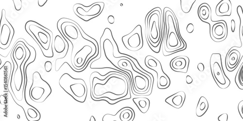 Minimalist topographic contour lines on a clean white background, smooth elevation curves, black fine lines, abstract geographic map style, elevation lines forming organic shapes, high contrast, 