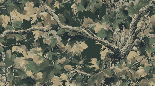 Real tree forest camouflage seamless pattern design pattern for hunting and military uniform. Hunting camouflage. green camouflage background. Abstract