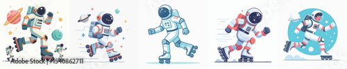 astronaut vector roller skating