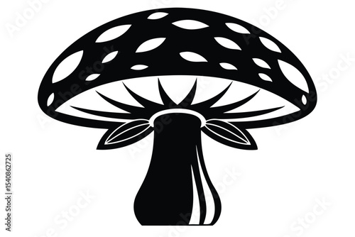 Silhouette of a mushroom with spots and gills, fungal vector illustration