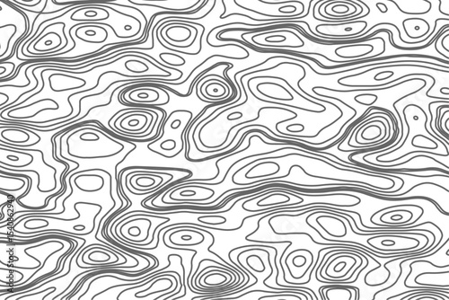 Minimalist topographic contour lines on a clean white background, smooth elevation curves, black fine lines, abstract geographic map style, elevation lines forming organic shapes, high contrast.