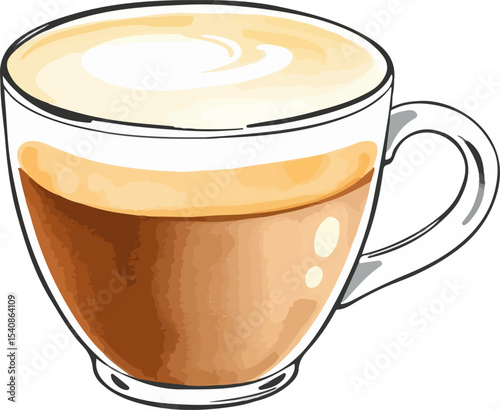 Watercolor vector illustration of a cup of coffee.