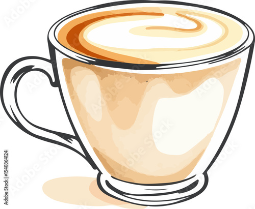 Watercolor vector illustration of a cup of coffee.