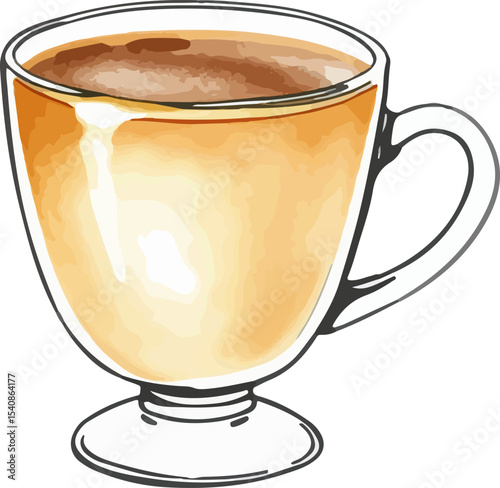 Watercolor vector illustration of a cup of coffee.