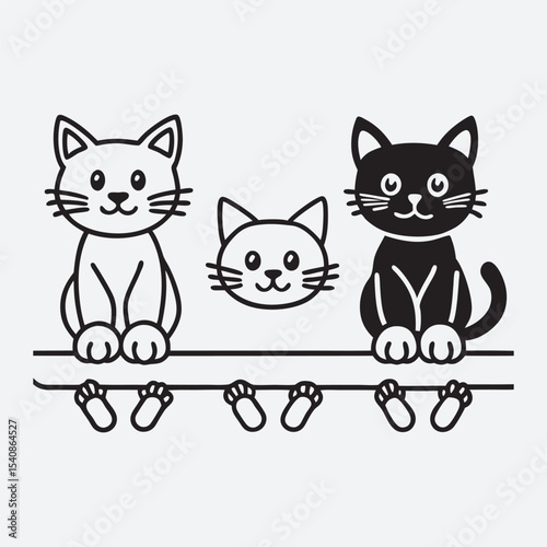 Cat Animal set line art vector 