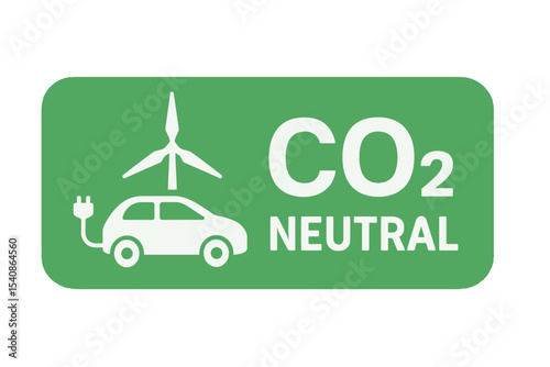 Vector icon shows think green, eco battery, clean technology, carbon footprint, carbon absorbing, energy transition, sustainable future, electric car, green planet, net zero 2050