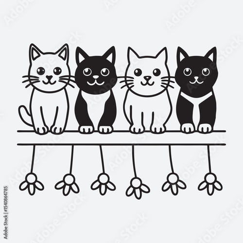 Cat Animal set line art vector 