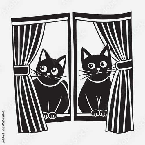 Cat Animal set line art vector 