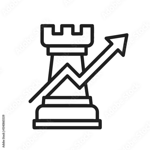 Chess rook with upward arrow symbolizing strategic growth  