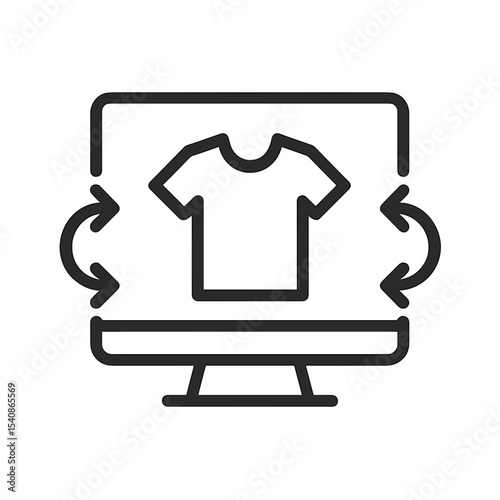 Virtual fitting room interface displaying a t-shirt mockup  