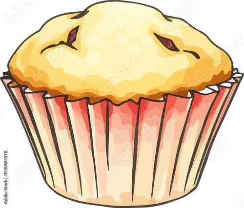 Watercolor vector illustration of a muffin.