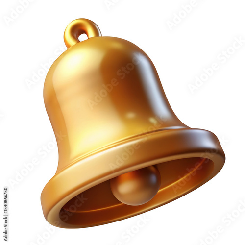 Shiny golden bell 3d render isolated on black