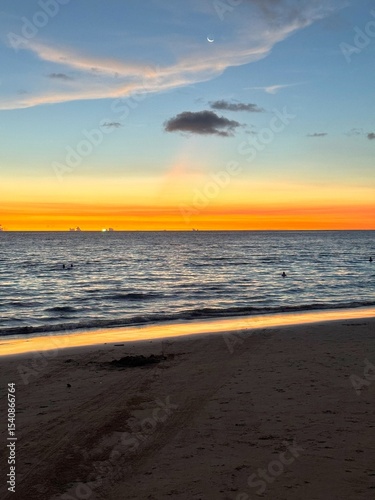 Sunset at Karon Beach with View of the Andaman Sea, Phuket, Thailand
