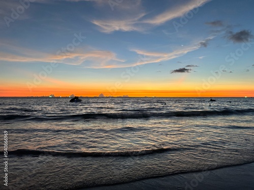 Sunset at Karon Beach with View of the Andaman Sea, Phuket, Thailand