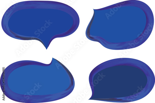 dark blue thick paint brush art outline speech bubbles with background