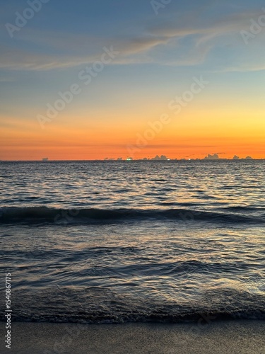 Sunset at Karon Beach with View of the Andaman Sea, Phuket, Thailand
