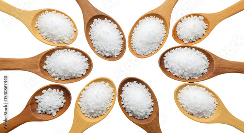 Wallpaper Mural White Salt in Wooden Spoons on Black Background Torontodigital.ca