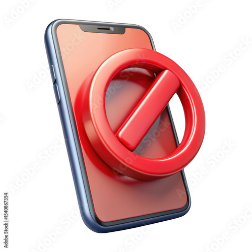 Smartphone screen with red prohibition symbol