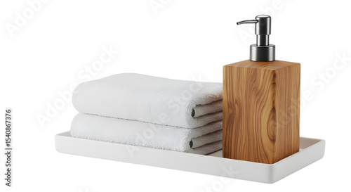 Wallpaper Mural White Towels and Wooden Soap Dispenser on White Tray Torontodigital.ca