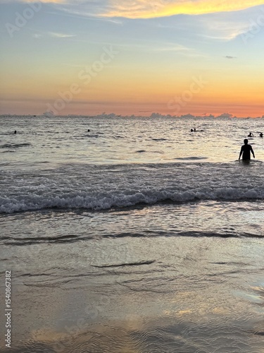 Sunset at Karon Beach with View of the Andaman Sea, Phuket, Thailand